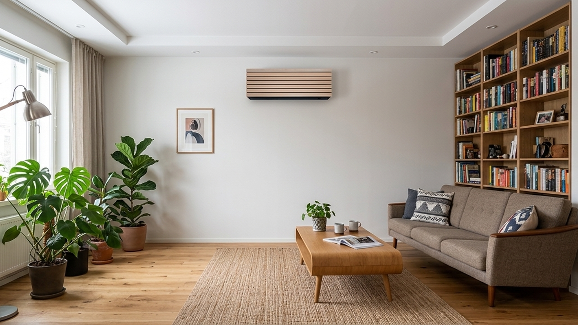 Toshiba Arctic Wood -ilmalämpöpumppu olohuoneessa